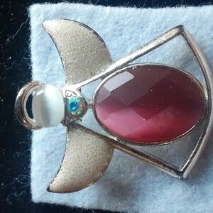 Cute Pink and White Angel Pin.